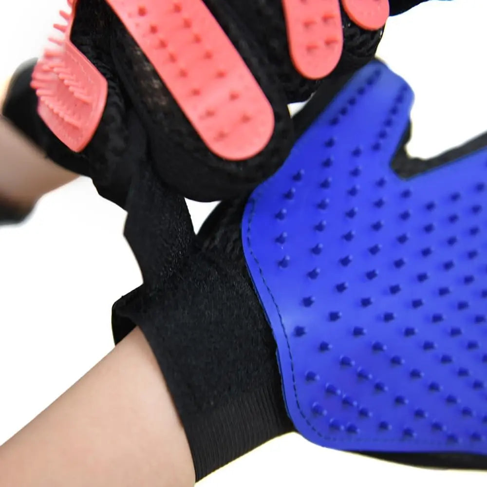 2-Pack Pet Grooming Gloves for Dogs and Cats - Deshedding Brush with Adjustable Wrist Straps (Blue & Pink)