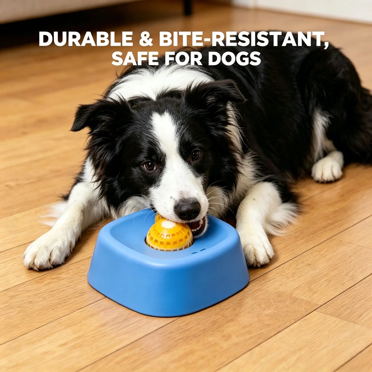 Slow Feeder Dog Bowls for Liquid Treats with Built-In Rolling Ball No Spill Bone Broth Bowl for All Dogs Safe Anti-Slip Silicone Design Back and Blue