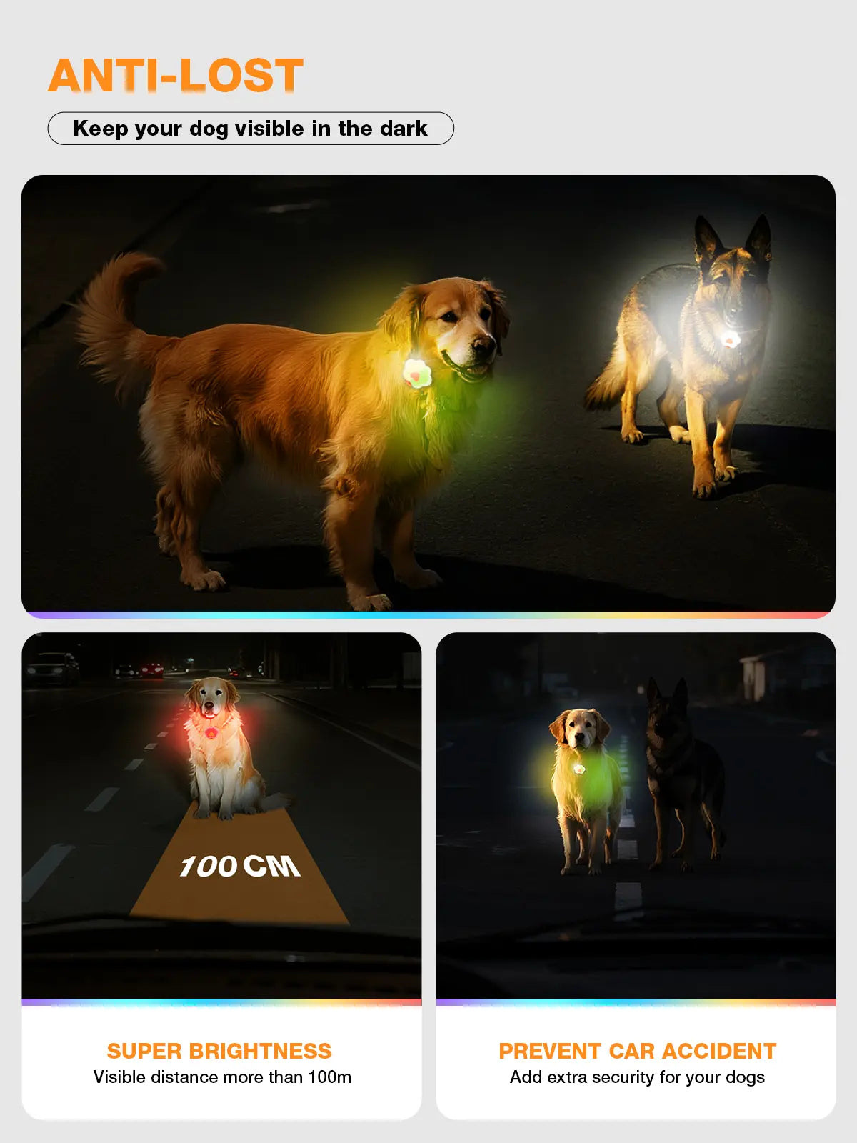 Lekereise LED Dog Collar Light – USB-C Rechargeable, 6 Modes, Waterproof Silicone Safety Collar for Night Walking, Running & Camping Tiktokshopblackfriday