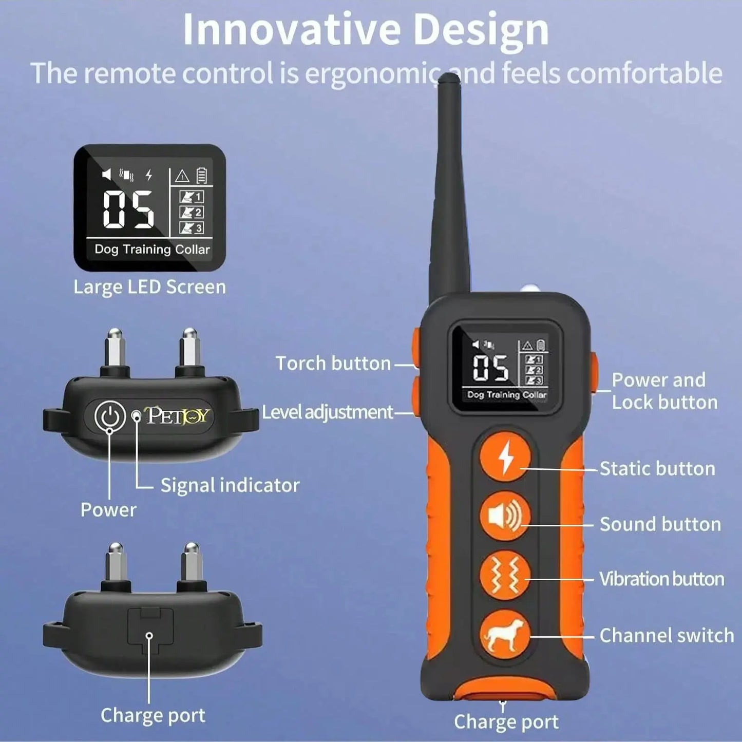 Professional Dog Training Collar with Remote Control, 3300Ft Range, 3 Training Modes (Beep, Shock, Vibration), Rechargeable, Waterproof, Adjustable Nylon Strap, Suitable for Dogs 5-120 lbs