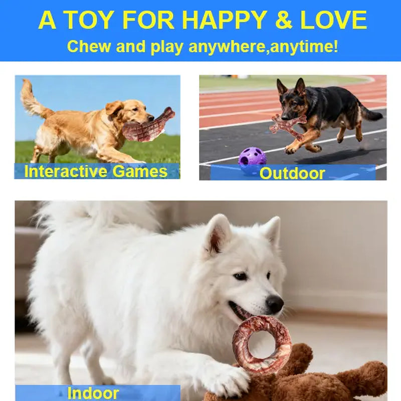 Jumpet Dog Toys for Aggressive Chewers 3-Pack Indestructible Chew Toys with Beef Flavored Nylon Tough Long Lasting for Large Breeds and Powerful Jaws