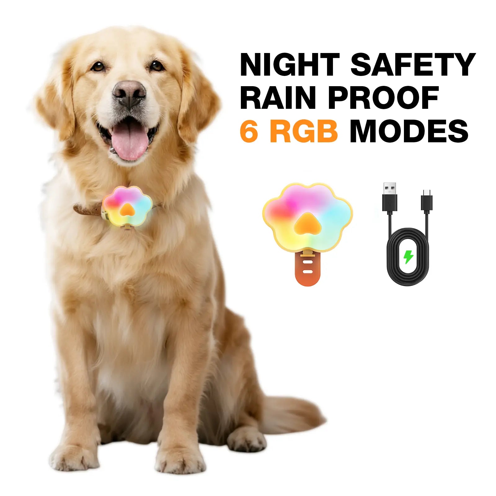 Lekereise LED Dog Collar Light – USB-C Rechargeable, 6 Modes, Waterproof Silicone Safety Collar for Night Walking, Running & Camping Tiktokshopblackfriday