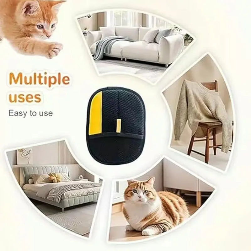 Electrostatic Pet Hair Remover Gloves - Dual-Sided Brush for Effective Hair Removal on Couches, Carpets, and Car Seats - Portable Grooming Tool for Home Cleaning (2-Pack)