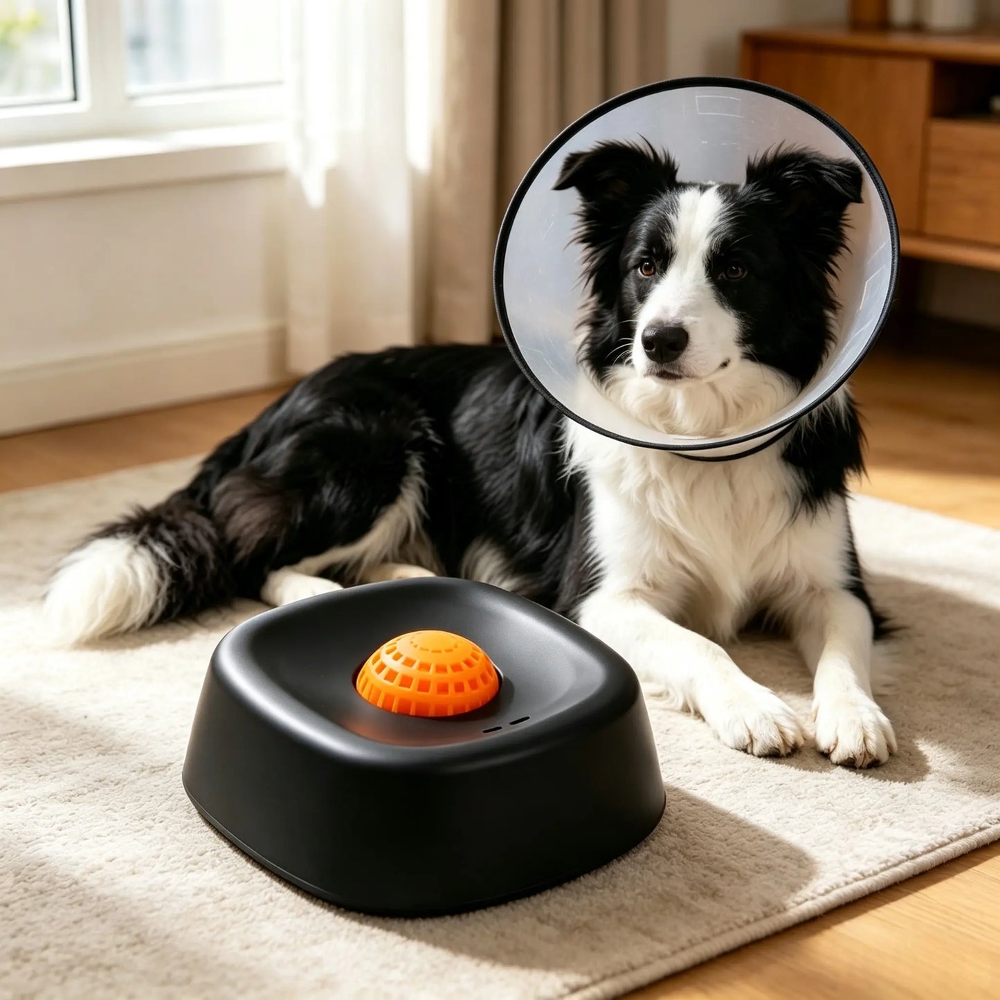 Slow Feeder Dog Bowls for Liquid Treats with Built-In Rolling Ball No Spill Bone Broth Bowl for All Dogs Safe Anti-Slip Silicone Design Back and Blue