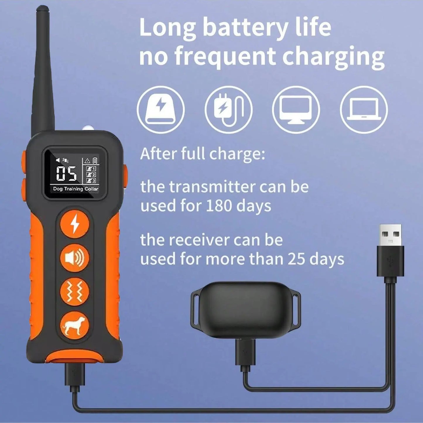 Professional Dog Training Collar with Remote Control, 3300Ft Range, 3 Training Modes (Beep, Shock, Vibration), Rechargeable, Waterproof, Adjustable Nylon Strap, Suitable for Dogs 5-120 lbs