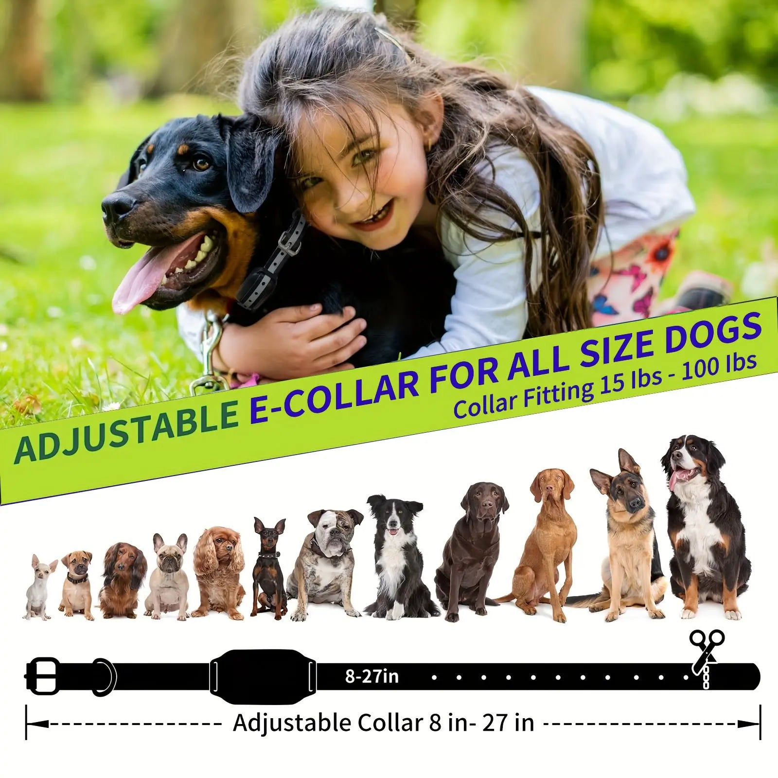 Professional Dog Training Collar with Remote Control, 3300Ft Range, 3 Training Modes (Beep, Shock, Vibration), Rechargeable, Waterproof, Adjustable Nylon Strap, Suitable for Dogs 5-120 lbs