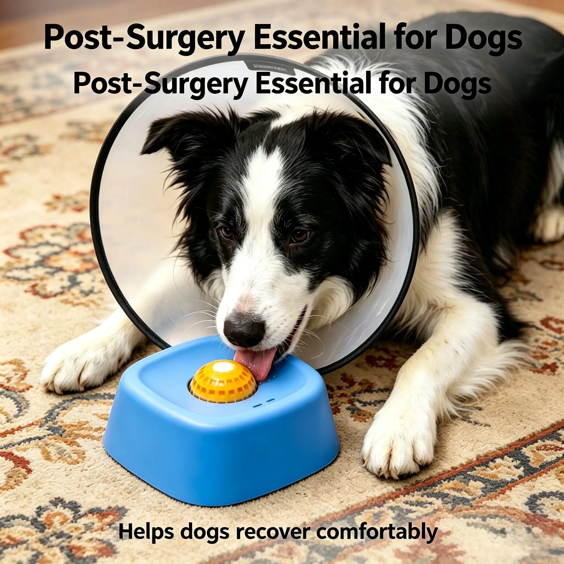 Slow Feeder Dog Bowls for Liquid Treats with Built-In Rolling Ball No Spill Bone Broth Bowl for All Dogs Safe Anti-Slip Silicone Design Back and Blue