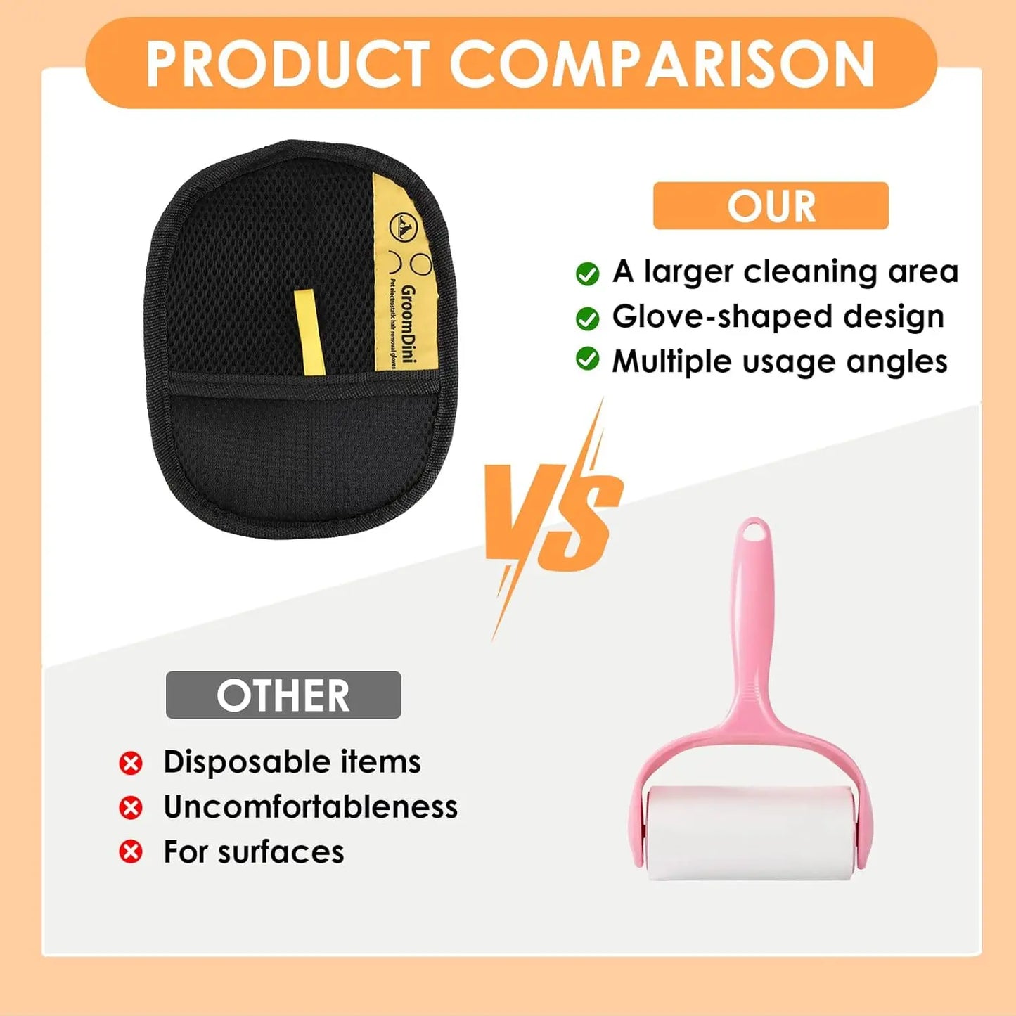 Electrostatic Pet Hair Remover Gloves - Dual-Sided Brush for Effective Hair Removal on Couches, Carpets, and Car Seats - Portable Grooming Tool for Home Cleaning (2-Pack)
