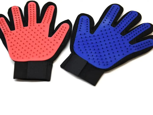 2-Pack Pet Grooming Gloves for Dogs and Cats - Deshedding Brush with Adjustable Wrist Straps (Blue & Pink)