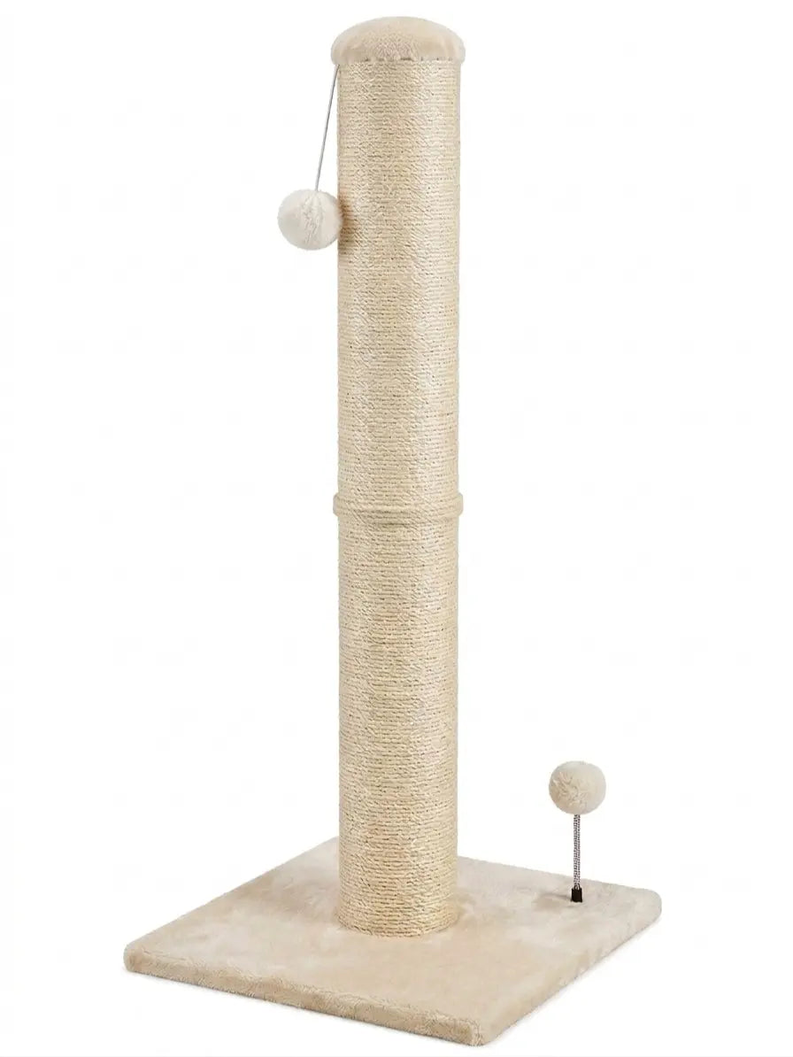 Pawrino Tall Cat Scratching Post – Sisal Scratching Post for Indoor Cats, Stable Base, Full Sisal Coverage, Replaceable Toy Wand