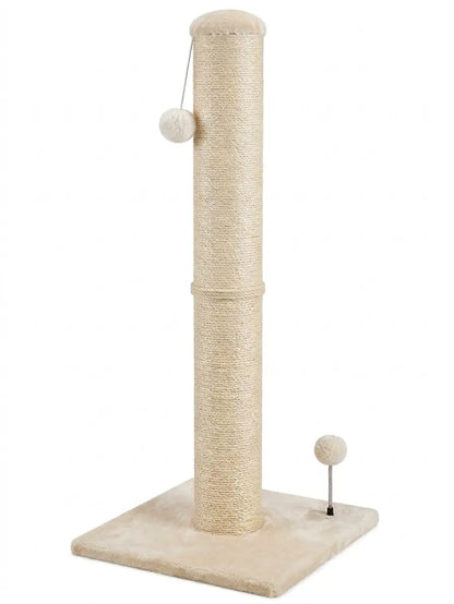 Pawrino Tall Cat Scratching Post – Sisal Scratching Post for Indoor Cats, Stable Base, Full Sisal Coverage, Replaceable Toy Wand
