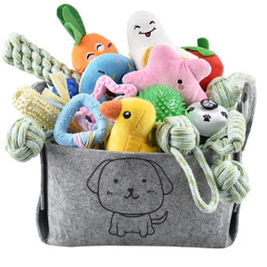 24 Pack Puppy Chew Toys, Dog Teething Toys with Storage Bin, Dog Rope Toys and Squeaky Toys for Boredom, Interactive Dog Toys for Small & Medium Breeds
